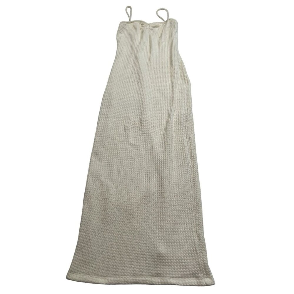 TROIS The Label Midi Waffle Knit Dress in White